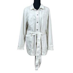 j. jill White Removeable Tie Button Front Utility Jacket Size L